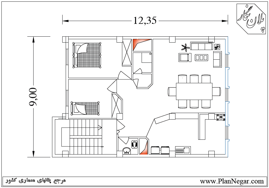 نقشه خانه مسکونی 9*12