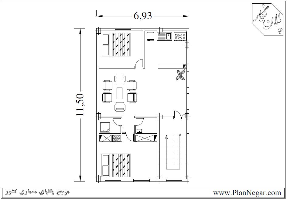 نقشه خانه مسکونی 12*7