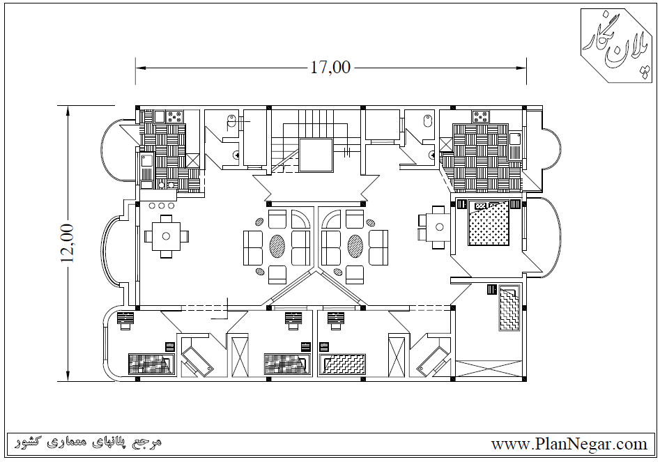 نقشه خانه مسکونی 12*17