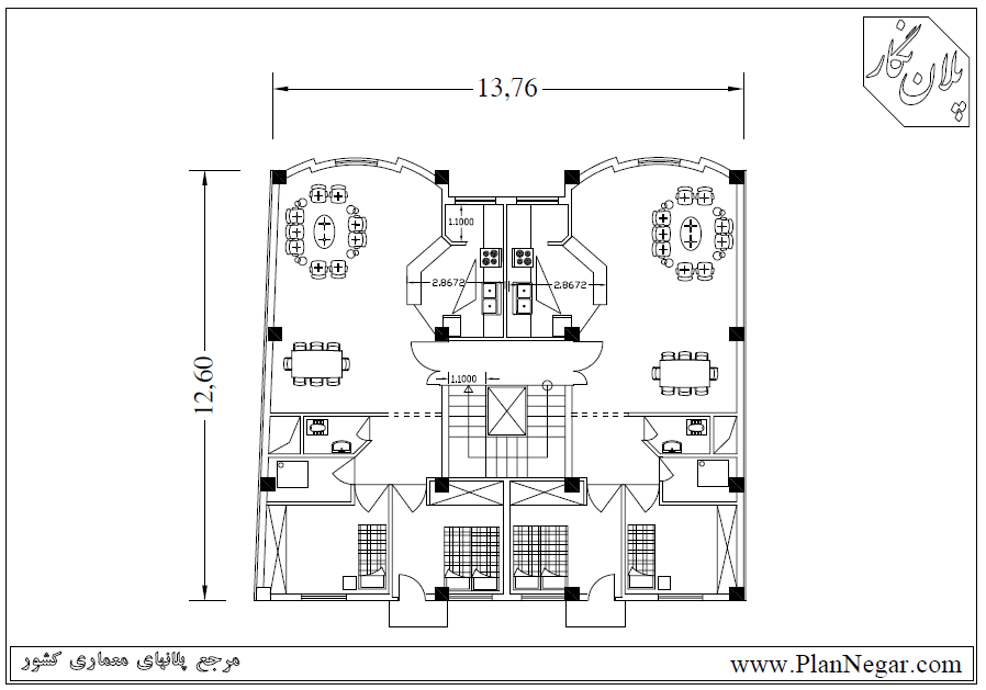نقشه خانه مسکونی 12*13