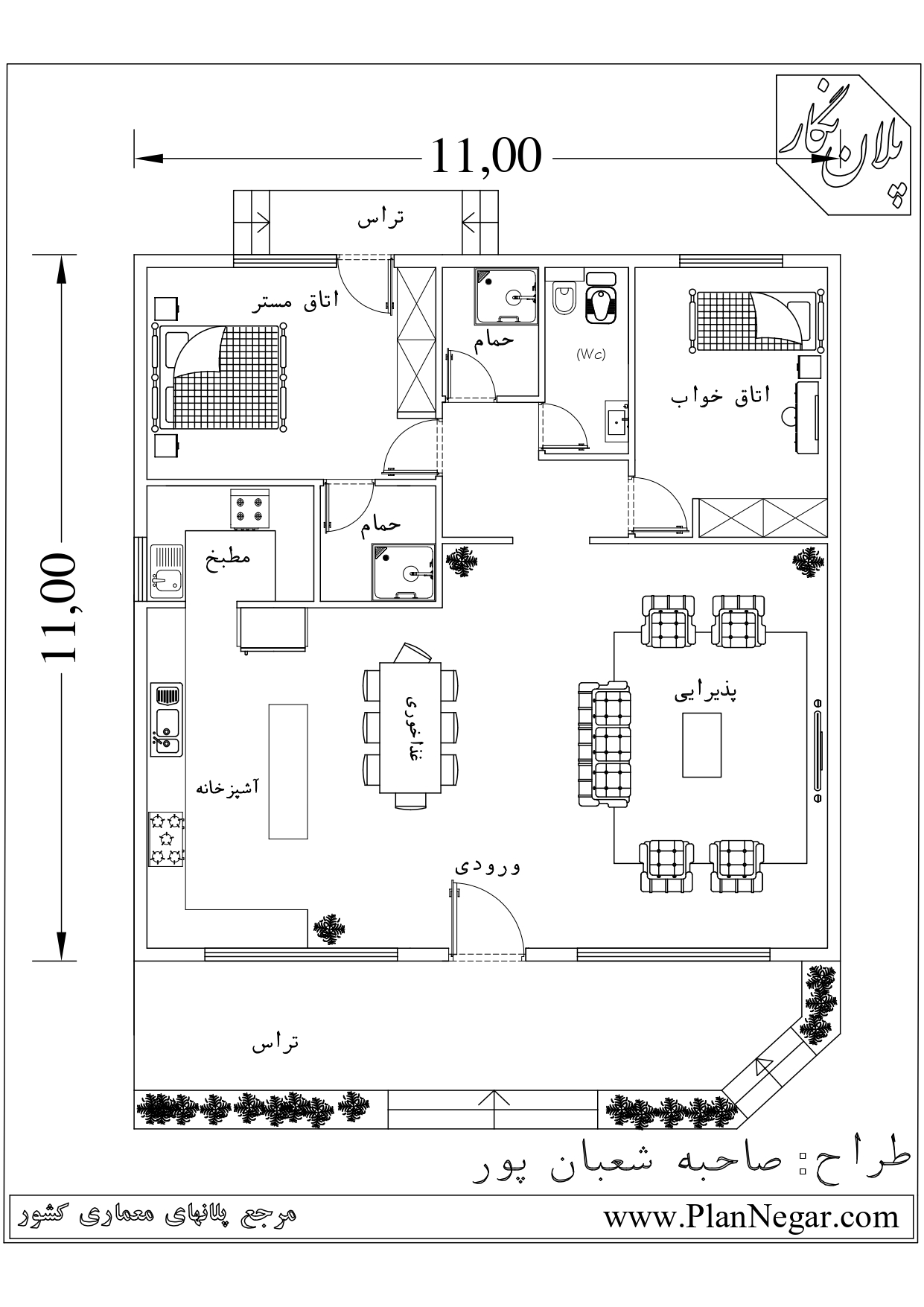 پلان ویلایی 11*11