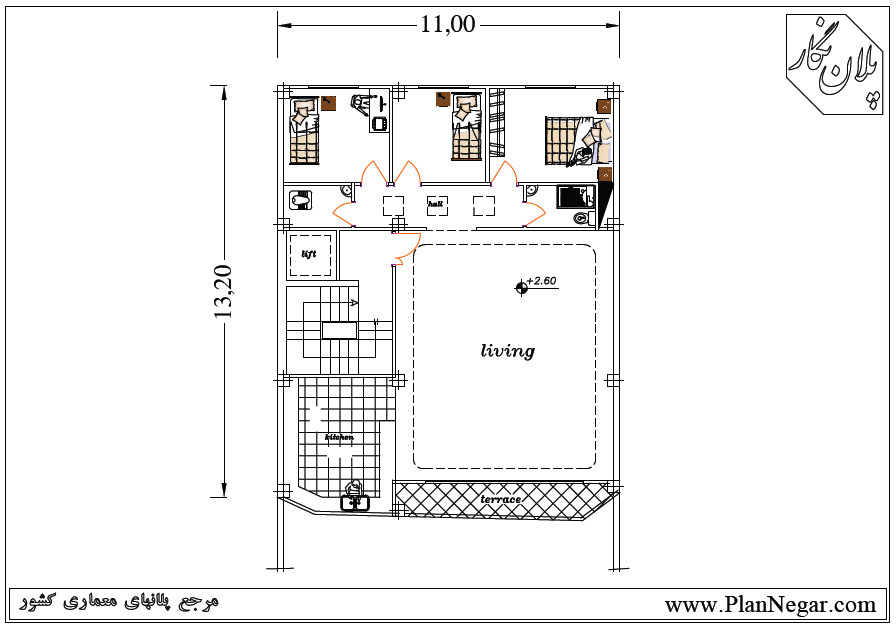 نقشه خانه مسکونی 13*11