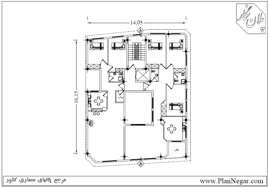 نقشه خانه مسکونی 16*14