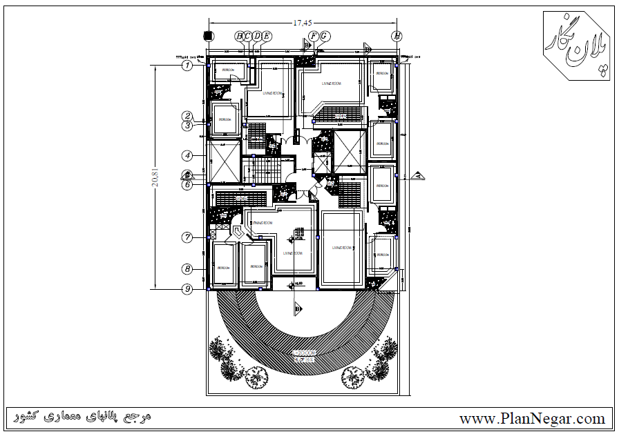 نقشه خانه مسکونی 21*18