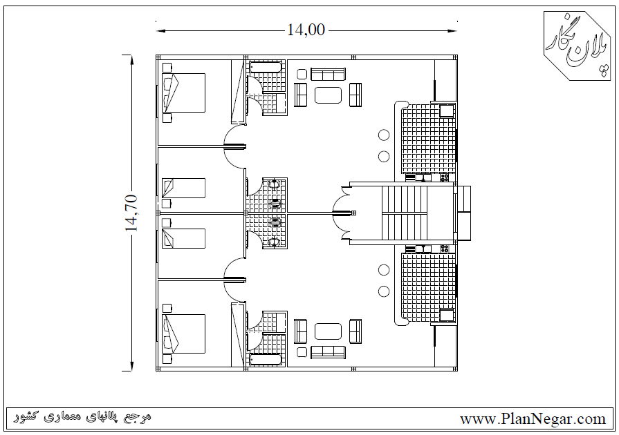 نقشه خانه مسکونی 15*14