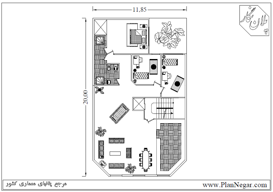 نقشه خانه مسکونی 20*12