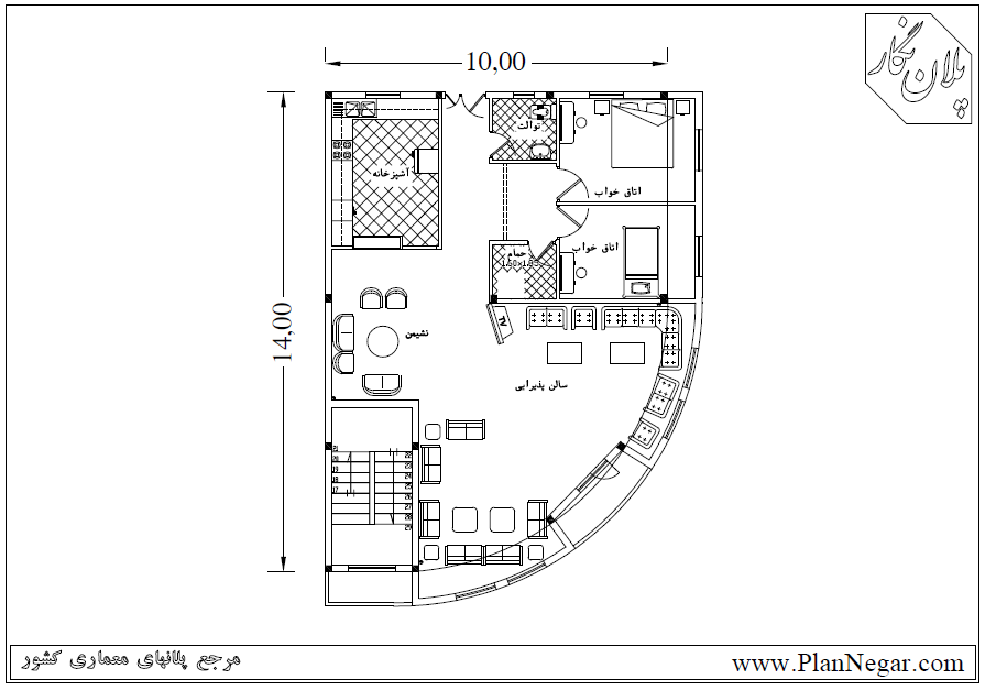 نقشه خانه مسکونی 14*10