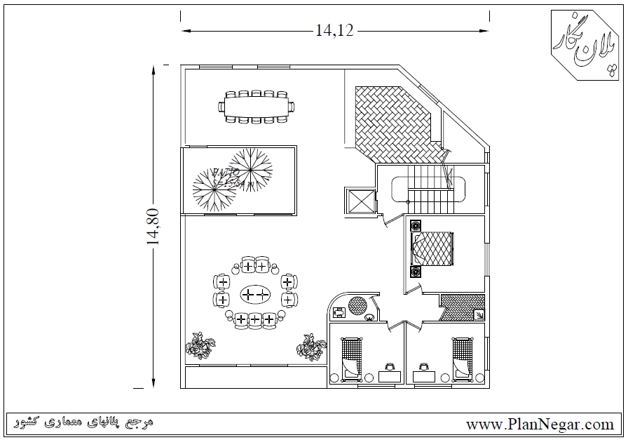 نقشه خانه مسکونی 15*14