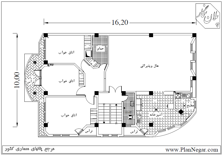 نقشه خانه مسکونی 10*16