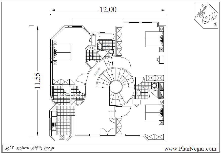نقشه خانه مسکونی 12*12
