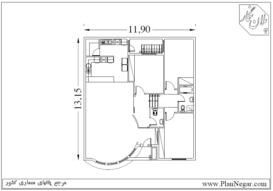 نقشه خانه مسکونی 13*12