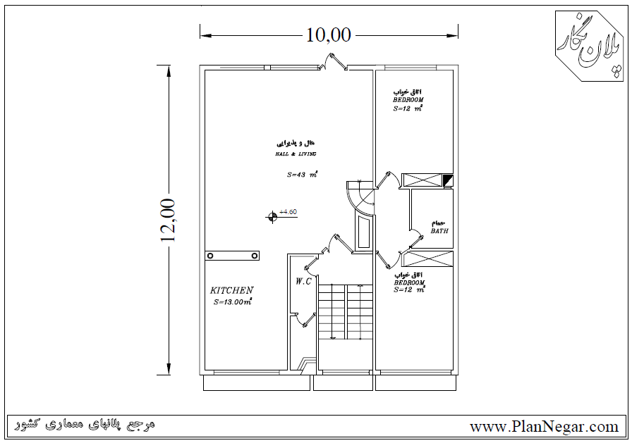 نقشه خانه مسکونی 12*10