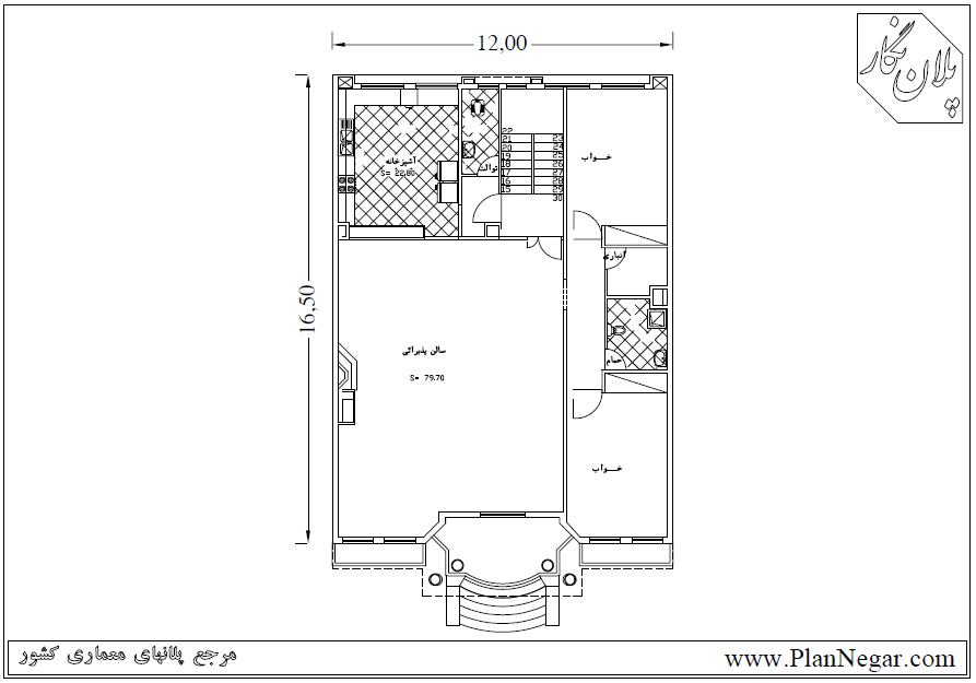 نقشه خانه مسکونی 17*12