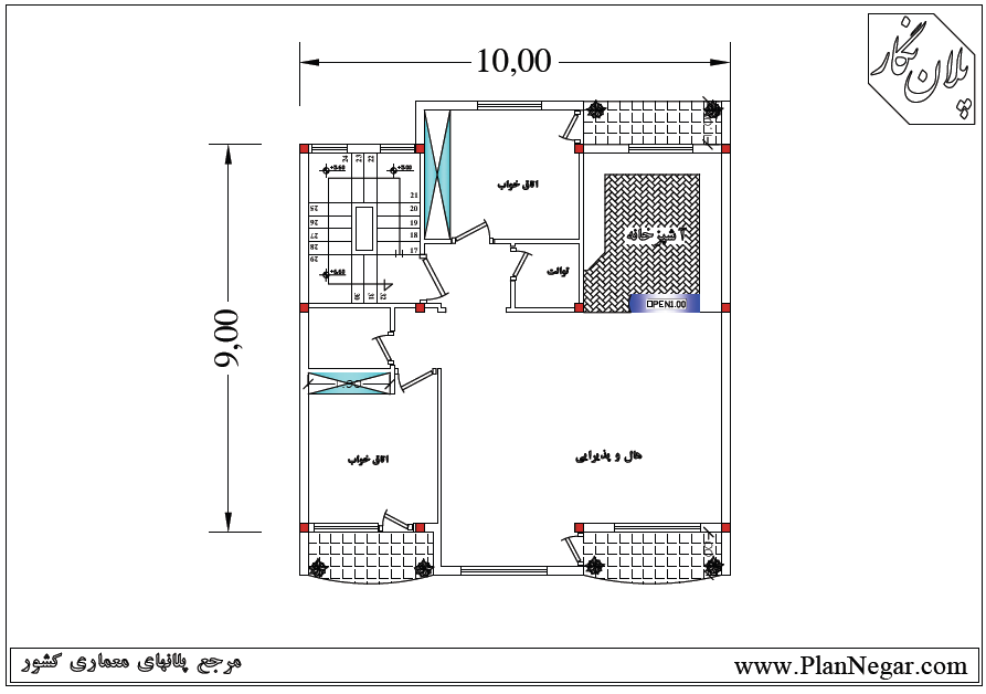 نقشه خانه مسکونی 9*10