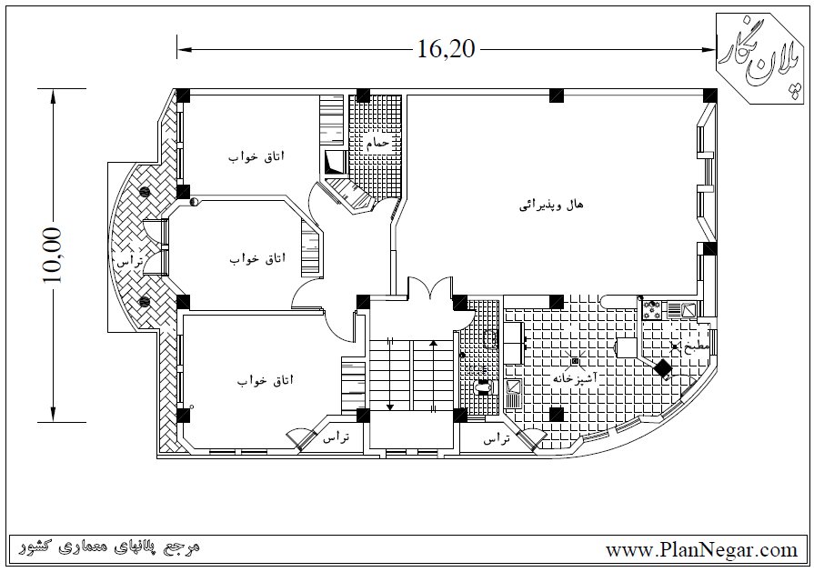 نقشه خانه مسکونی 10*16