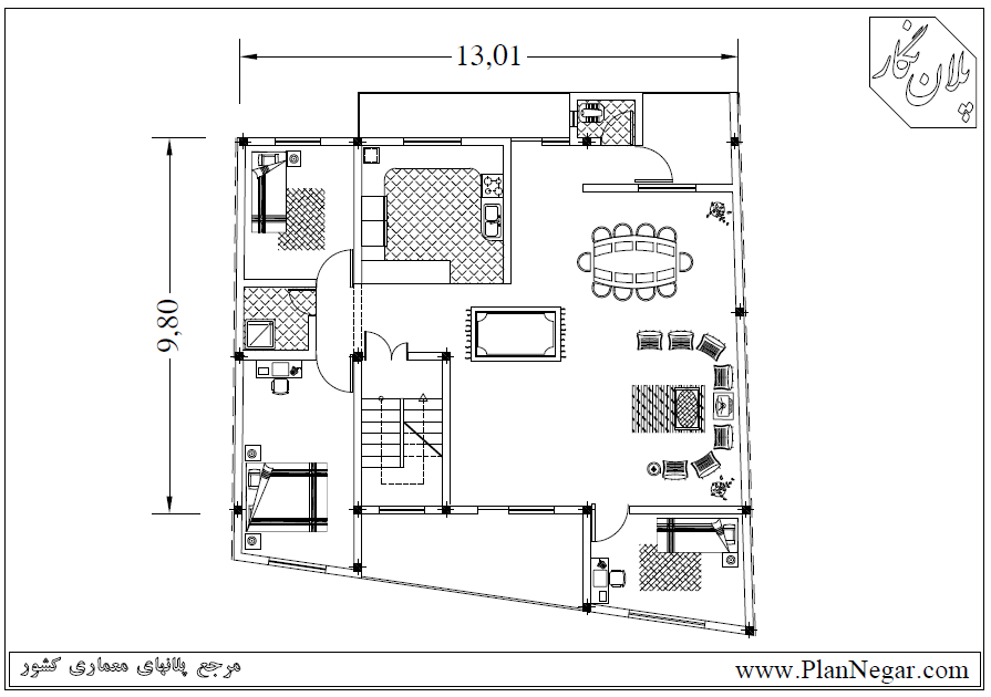 نقشه خانه مسکونی 10*13
