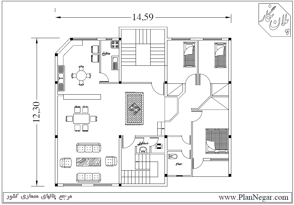 نقشه خانه مسکونی 12*15