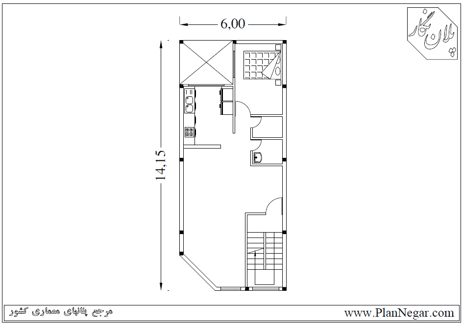 نقشه خانه مسکونی 14*6
