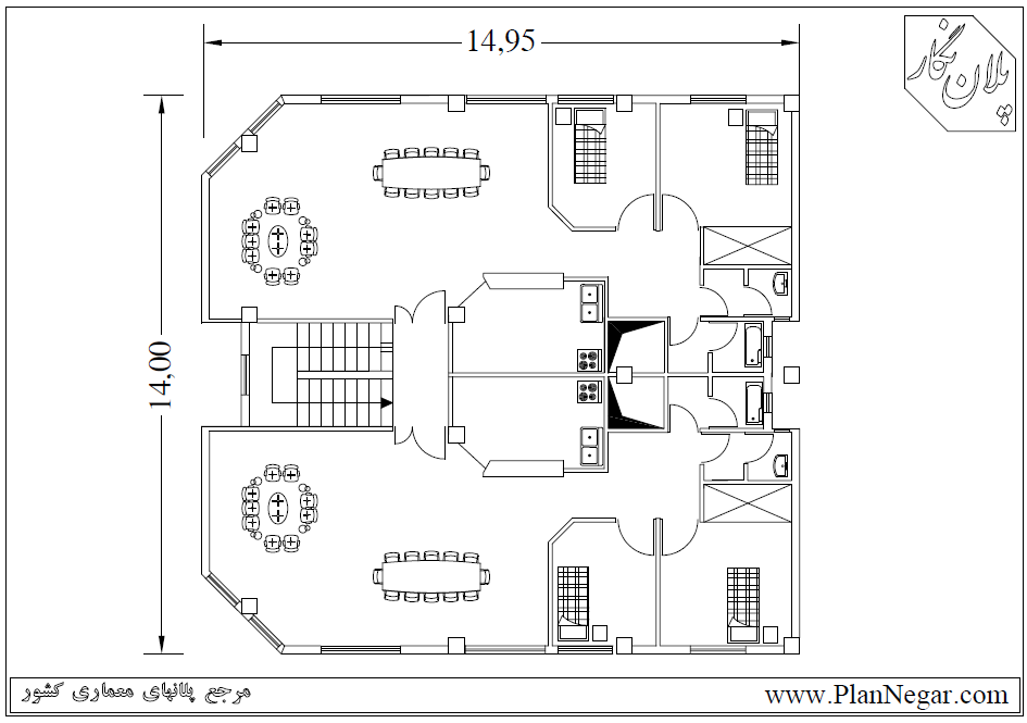 نقشه خانه مسکونی 14*15