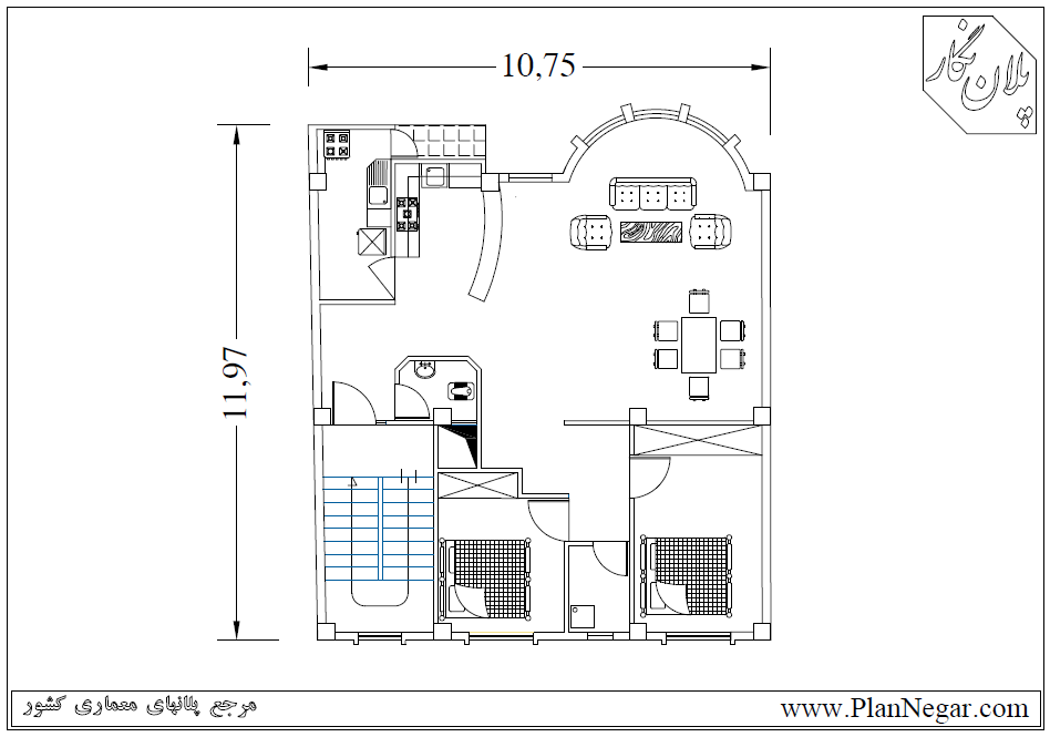 نقشه خانه مسکونی 12*11